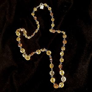 Anne Klein Faux Amber Stone Long Silver Necklace